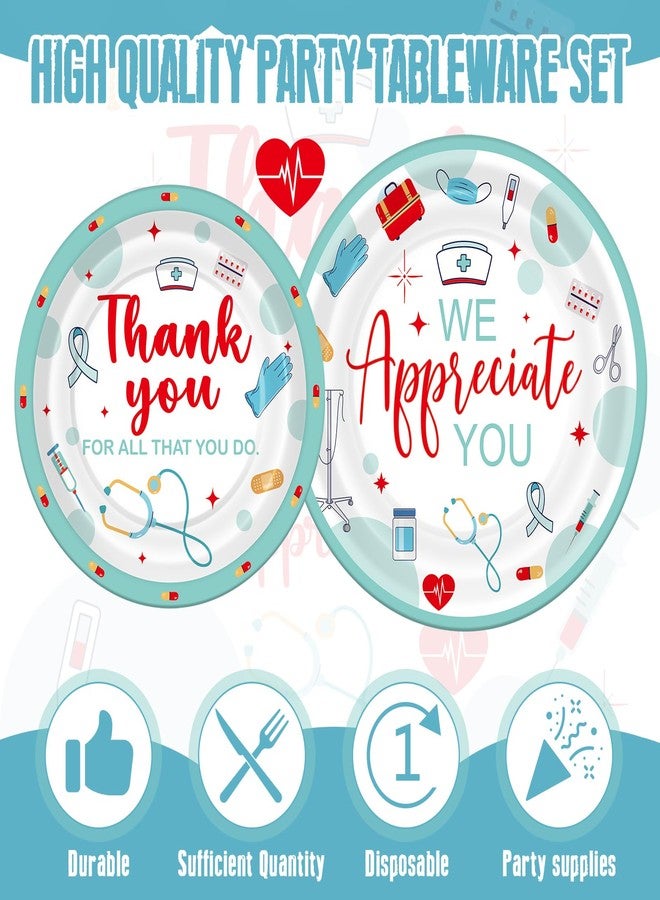 Willinglong 24 Set Nurse Week Party Supplies Thank You Nurse Disposable Plates Napkins Forks Nurses Graduation CNA Week Decorations for Medical Laboratory Doctor Graduate Party Favors Gifts - Image 3