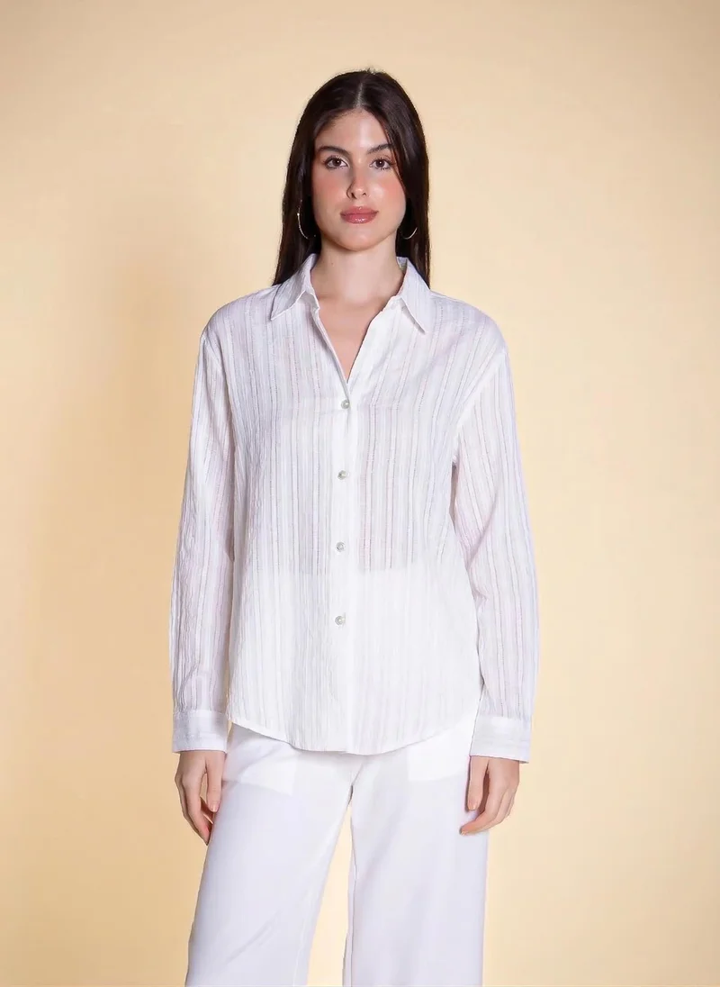 SHAPES SEMI-SHEER TEXTURED SHIRT