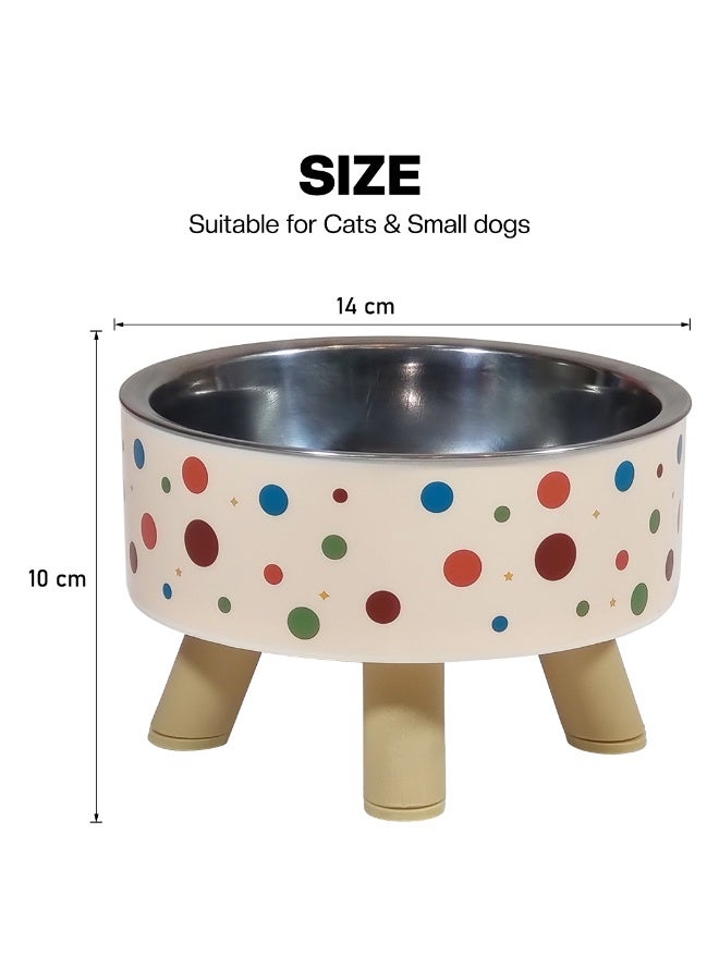 أن ان سي بيتس وعاء طعام مرتفع للقطط بتصميم قابل للفصل، مصنوع من مادة البولي بروبيلين المتينة، وقاعدة غير قابلة للانزلاق، وعاء طعام للحيوانات الأليفة من الفولاذ المقاوم للصدأ للقطط والكلاب الصغيرة، 14 سم (بني فاتح) - Image 2