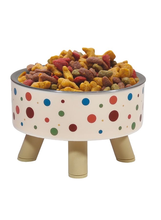 أن ان سي بيتس وعاء طعام مرتفع للقطط بتصميم قابل للفصل، مصنوع من مادة البولي بروبيلين المتينة، وقاعدة غير قابلة للانزلاق، وعاء طعام للحيوانات الأليفة من الفولاذ المقاوم للصدأ للقطط والكلاب الصغيرة، 14 سم (بني فاتح) - Image 1