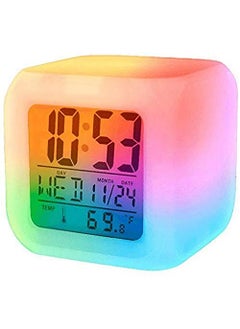 DARKZONE Plastic Alarm Clock with 7 Colour Changing Digital Display and Temperature White 75 x 75 x 75 cm