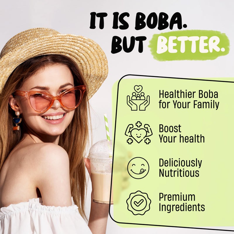 LOCCA Premium Honeydew Milk Tea Powder | Locca Honeydew Milk Tea Mix | Instant Boba Milk Tea with Authentic Honeydew Flavor with added Organic Supergreens Antioxidants for Popping Boba (19.75oz) - Image 4