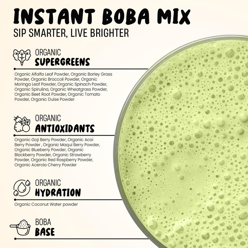 LOCCA Premium Honeydew Milk Tea Powder | Locca Honeydew Milk Tea Mix | Instant Boba Milk Tea with Authentic Honeydew Flavor with added Organic Supergreens Antioxidants for Popping Boba (19.75oz) - Image 2