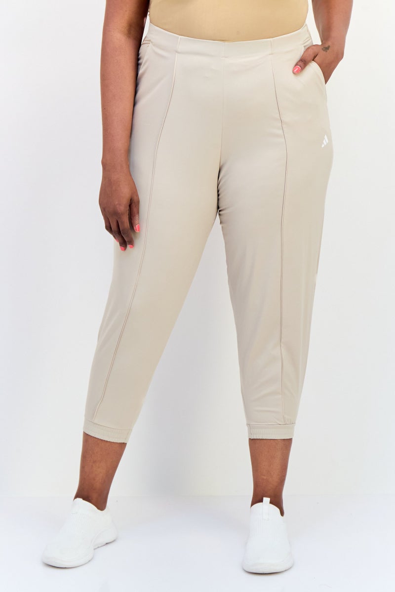 Adidas Women Sportswear Fit Training Track Pants, Beige  - Image 1