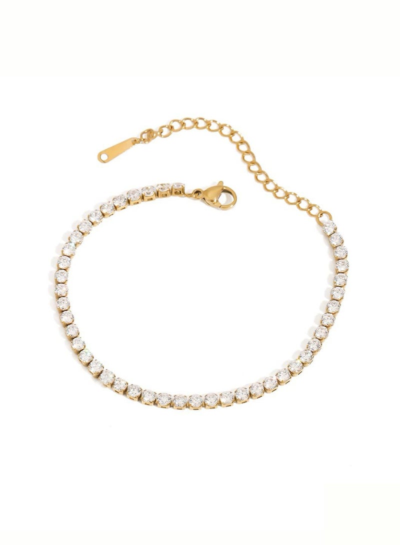 SUNDARA Luxury Zirconia 18K Gold Plated Bracelet, Titanium Steel Tennis Chain for Women and Girls with Luxury Gift Box, Ideal Gift for Valentine's Day, Anniversaries, Birthdays, Graduations, New Year's Day - Image 3