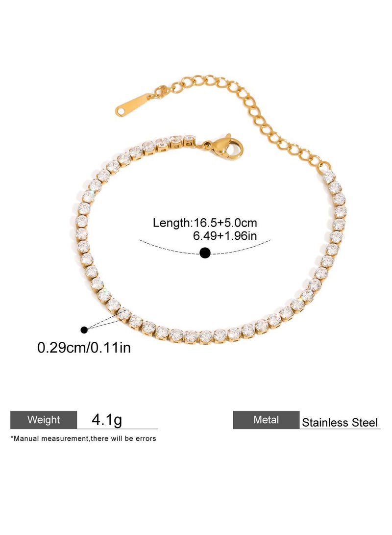 SUNDARA Luxury Zirconia 18K Gold Plated Bracelet, Titanium Steel Tennis Chain for Women and Girls with Luxury Gift Box, Ideal Gift for Valentine's Day, Anniversaries, Birthdays, Graduations, New Year's Day - Image 5