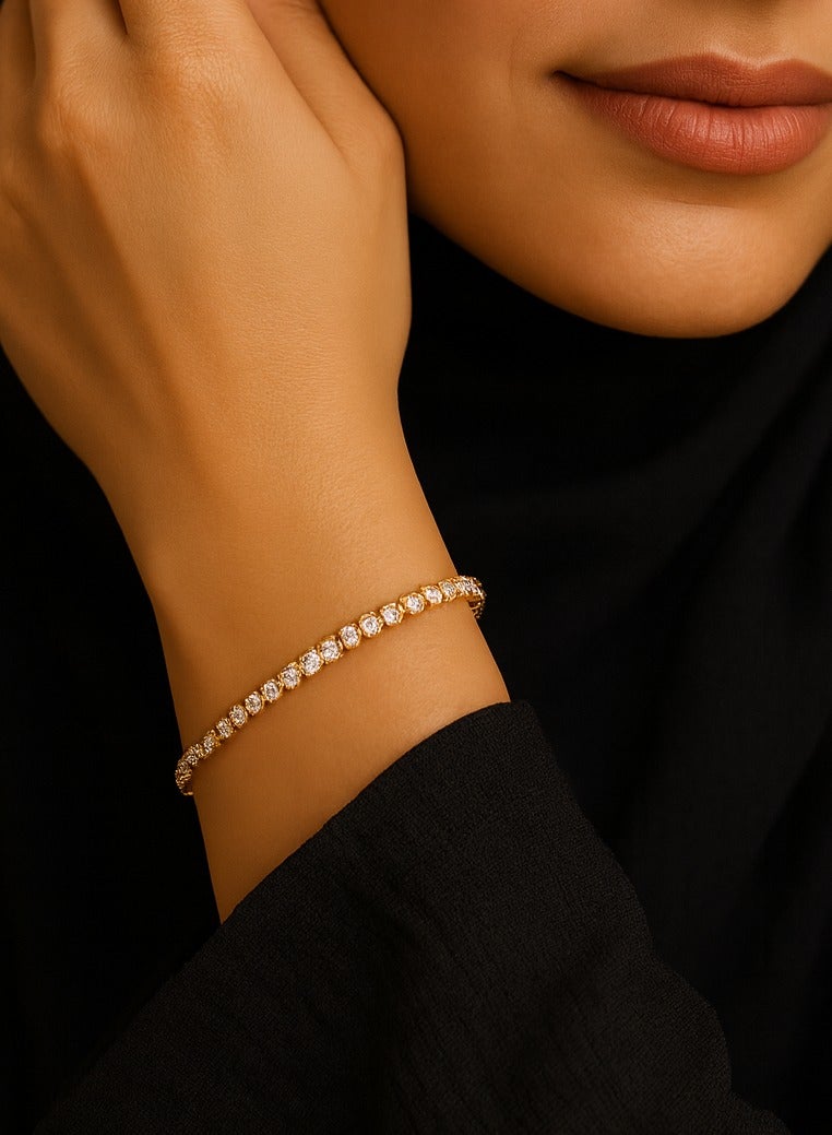 SUNDARA Luxury Zirconia 18K Gold Plated Bracelet, Titanium Steel Tennis Chain for Women and Girls with Luxury Gift Box, Ideal Gift for Valentine's Day, Anniversaries, Birthdays, Graduations, New Year's Day - Image 1