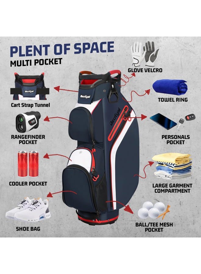 Beutyal Cart Golf Bag 15 Way Full Length Organizer Divider Cart Bags Lightweight Golf Club Bags for Men Women with Cooler, Rain Cover - Image 3