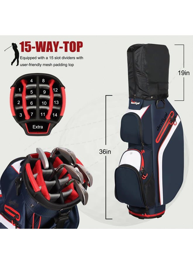 Beutyal Cart Golf Bag 15 Way Full Length Organizer Divider Cart Bags Lightweight Golf Club Bags for Men Women with Cooler, Rain Cover - Image 2