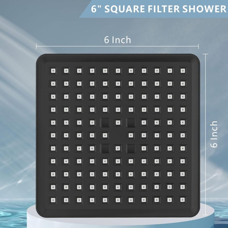 Shower Filter: Matte Black 15-Stage High-Pressure Rain Shower Head - 360° Adjustable Integrated Filter for Bathroom Healthy Hair and Skin - Image 5