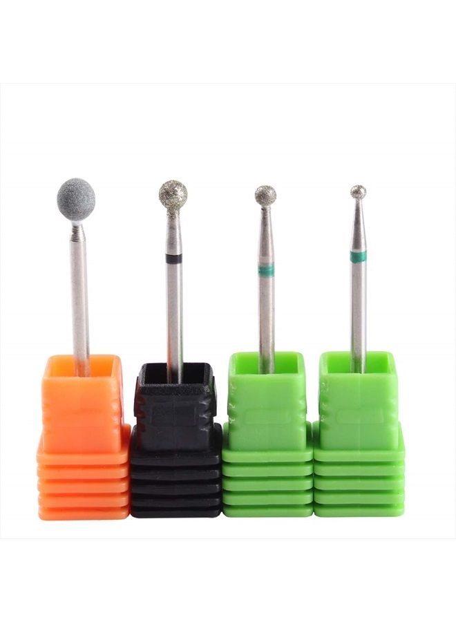 MZCMSL 4PCS Cuticle Clean Drill Bit Diamond Nail Bit Ball Head Stone File Manicure Pedicure Nail Art Tools - Image 1