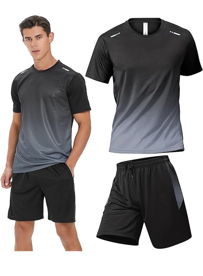 Men's Fitness Clothes Workout Shirt Set Suitable For Running Football Sport Sports Suitable For Going Out T-shirt XL Size