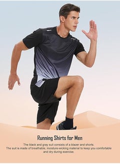 Generic Men's Fitness Clothes Workout Shirt Set Suitable For Running Football Sport Sports Suitable For Going Out T-shirt XL Size  - Image 2