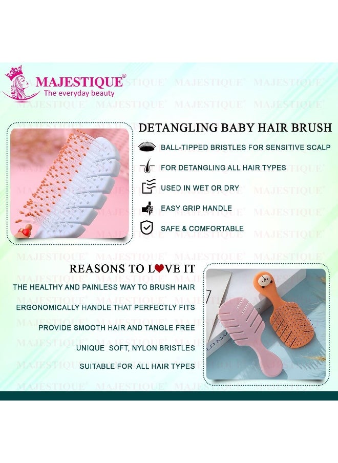 MAJESTIQUE Majestique Small Hair Brush - Travel Detangling Brushes - 100% Bio-Friendly Detangling Brush for Baby Kids, Women, Men - Mini Hair Brush - Pocket Pro, for Curly Hair, Wet Dry Hair Tangle Brush  - Image 5