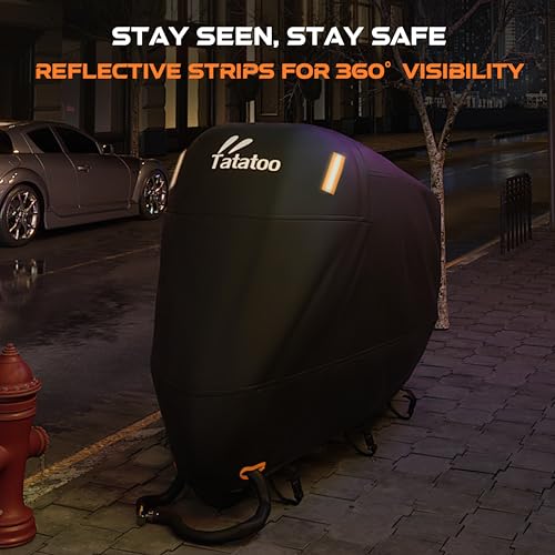 TATATOO Motorcycle Cover Waterproof Outdoor, 300D Heavy Duty, UV & Rain Resistant, 3 Wind-Resistant Buckles, Dual Lock Holes, Includes Storage Bag, Fits Most Motorcycles/Scooters up to 86.6",Silver - Image 4