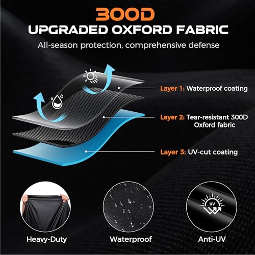 TATATOO Motorcycle Cover Waterproof Outdoor, 300D Heavy Duty, UV & Rain Resistant, 3 Wind-Resistant Buckles, Dual Lock Holes, Includes Storage Bag, Fits Most Motorcycles/Scooters up to 86.6",Silver - Image 2