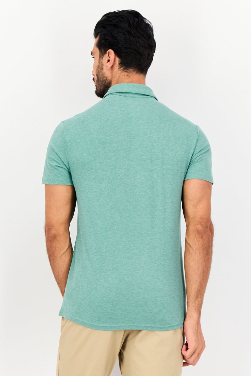 Member's Mark Men Regular Fit Heather Short Sleeves Polo Shirt, Sage - Image 3