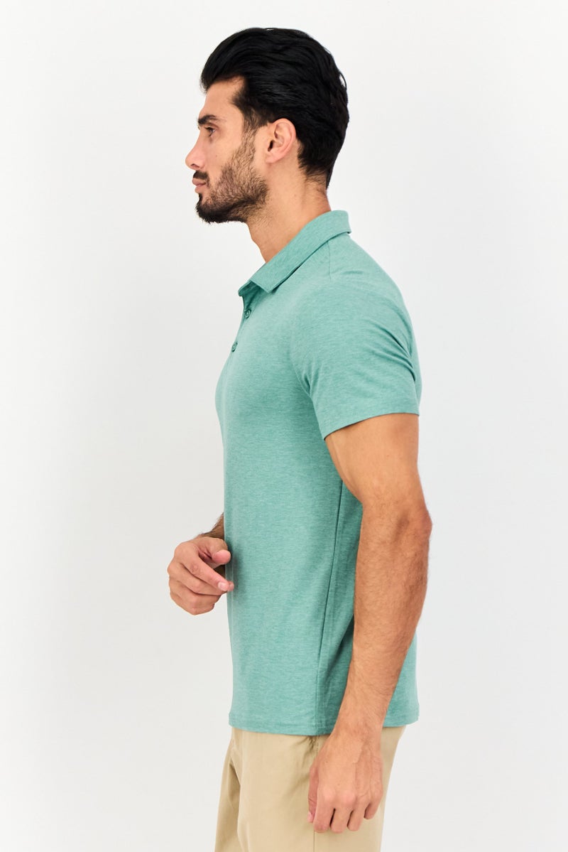 Member's Mark Men Regular Fit Heather Short Sleeves Polo Shirt, Sage - Image 4