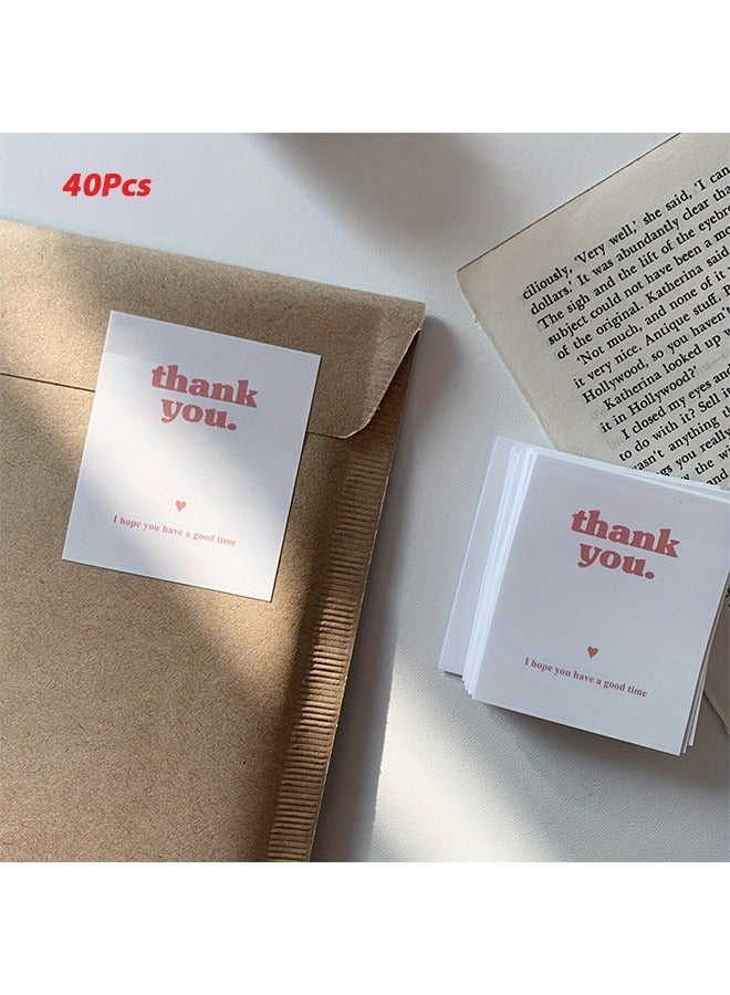 40-Piece Matte Finish Thank You Stickers, 5X6Cm Rectangle, Perfect For Gift Wrapping & Packaging Decoration - Image 1