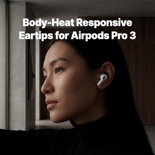 AZLA XELASTEC 2 AirPods Pro 3 Ear Tips Replacement – Body-Heat Adaptive Material, Seamless Seal, 12-Hole Micro Filter, Secure Fit Anti-Slip Earbud Tips, AirPod Pro Replacement Tips (3-Pairs, M/ML/L) - Image 2