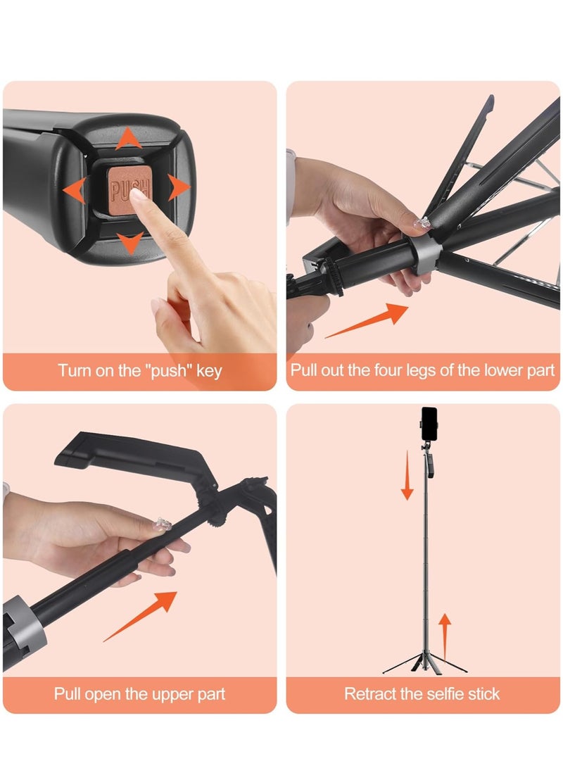 Selfie Sticks Tripod -180cm,Separate design smartphone tripod Stand with Wireless Remote Control and Double fill light Portable Retractable Cell Phone Tripod for iPhone/Samsung/GoPro/Android Phone  - Image 3