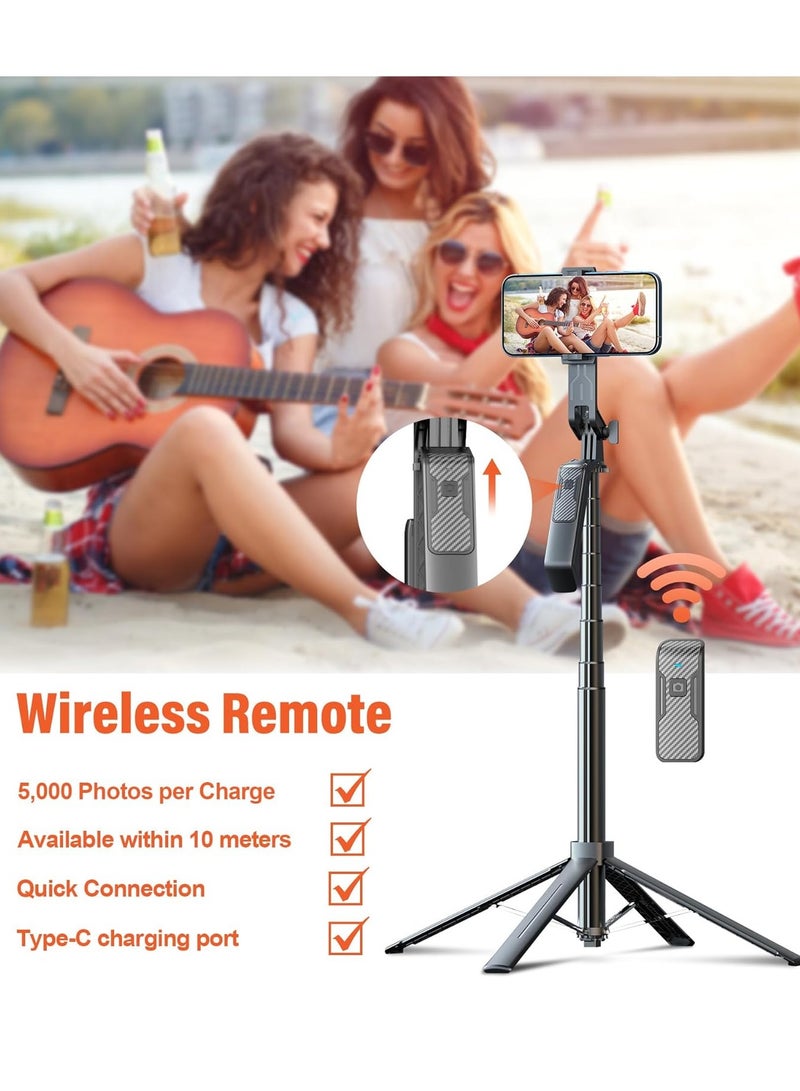 Selfie Sticks Tripod -180cm,Separate design smartphone tripod Stand with Wireless Remote Control and Double fill light Portable Retractable Cell Phone Tripod for iPhone/Samsung/GoPro/Android Phone  - Image 5