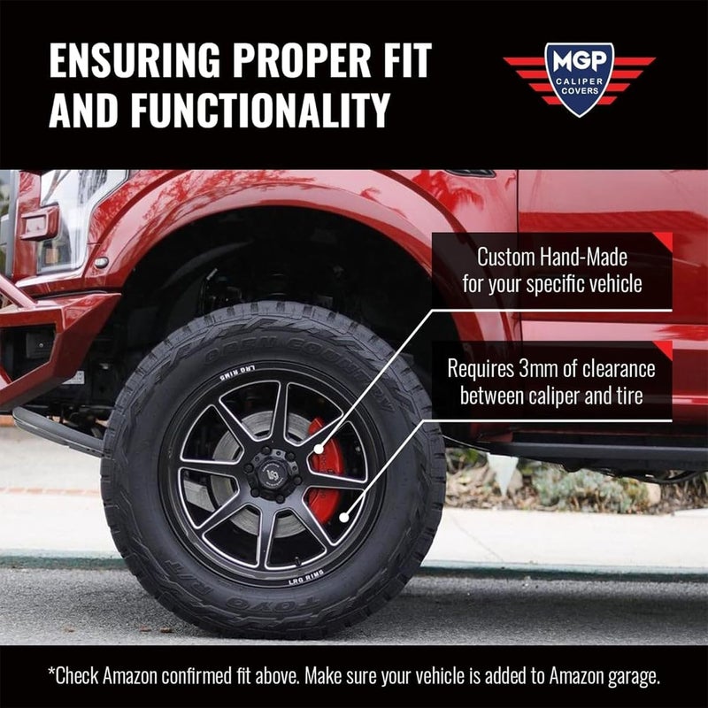 MGP Caliper Covers أغطية مكابح MGP - أغطية مكابح لدودج تشالنجر وتشاجر من 2011 إلى 2023 - مجموعة أمامية وخلفية - حمراء - Image 5