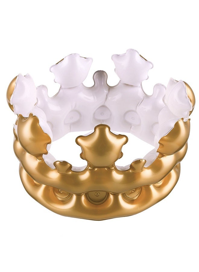 Inflatable Golden King Crown for Adults - Birthday Party Hat with Shiny Metallic Finish Quick Inflation Perfect Pool Parties Royal Themed Celebrations Reusable PVC, Waterproof & Easy to Store - Image 2