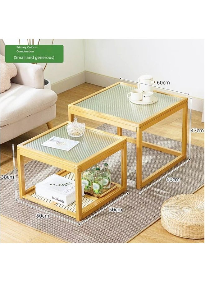 Mid Century square Beige Coffee Table with Glass top Wood legs Glass finish 60x60x47x cm Without Storage for Laptop for Living room - pzsku/Z6CEDC004ECA7B6E305DCZ/45/_/1720226331/84daa019-ed9b-48ee-b65f-53836ae86f18