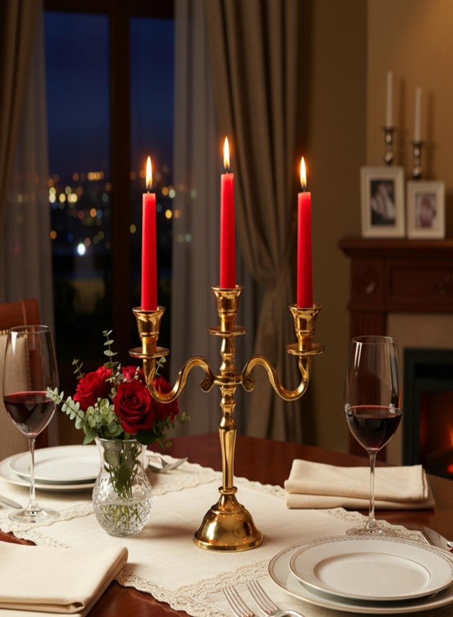 Rely+ 3 Arm Baby Candelabra Gold Glossy 8 Inch Taper Candle Holders Gothic Decorations Candlesticks Holder Home Decor Wedding Parties Centerpiece for Dining Table - Image 2