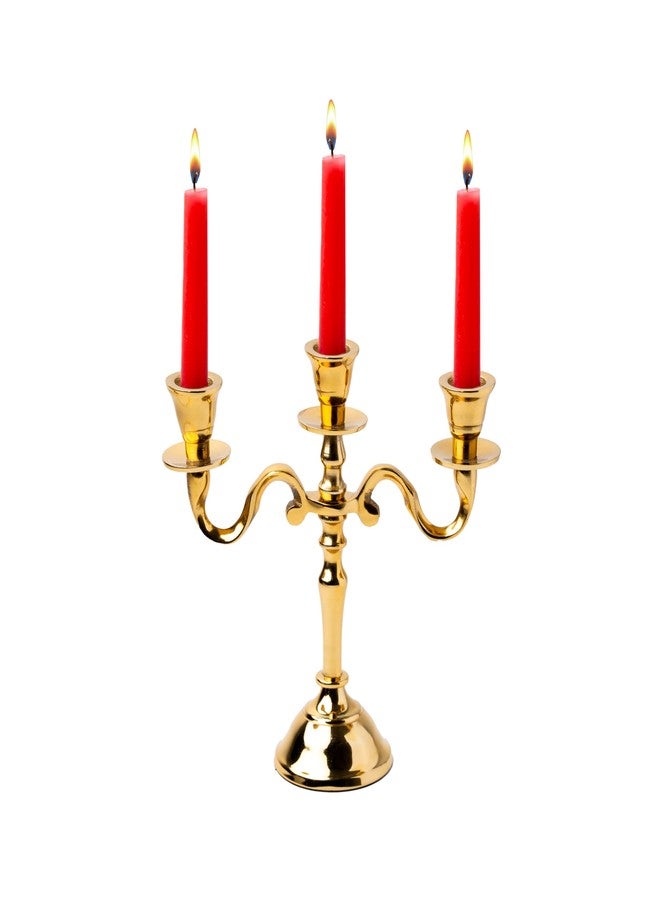 Rely+ 3 Arm Baby Candelabra Gold Glossy 8 Inch Taper Candle Holders Gothic Decorations Candlesticks Holder Home Decor Wedding Parties Centerpiece for Dining Table - Image 1