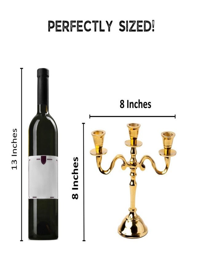 Rely+ 3 Arm Baby Candelabra Gold Glossy 8 Inch Taper Candle Holders Gothic Decorations Candlesticks Holder Home Decor Wedding Parties Centerpiece for Dining Table - Image 3