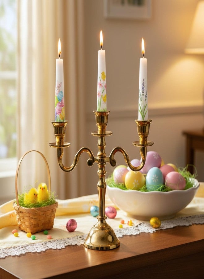 Rely+ 3 Arm Baby Candelabra Gold Glossy 8 Inch Taper Candle Holders Gothic Decorations Candlesticks Holder Home Decor Wedding Parties Centerpiece for Dining Table - Image 4