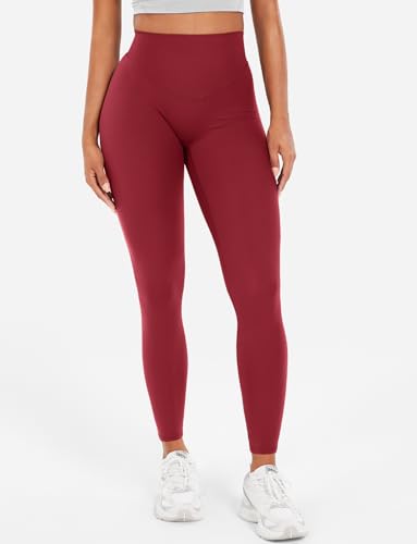 YEOREO Workout Leggings for Women Hidden Scrunch Tummy Control Leggings Agathia High Waisted Gym Yoga Pants Ankela Red M - Image 3
