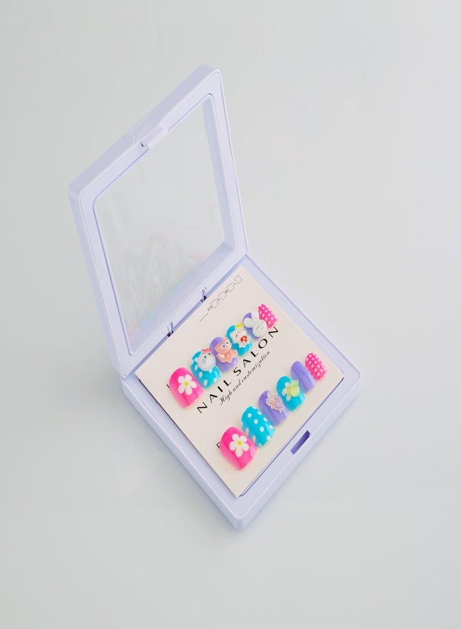 CherryBox Beautiful 3D Cartoon Nails Set of 12 Pieces for Kids and Adults - Cute Kawaii Resin Art Design (Multicolour, 4) - Image 3