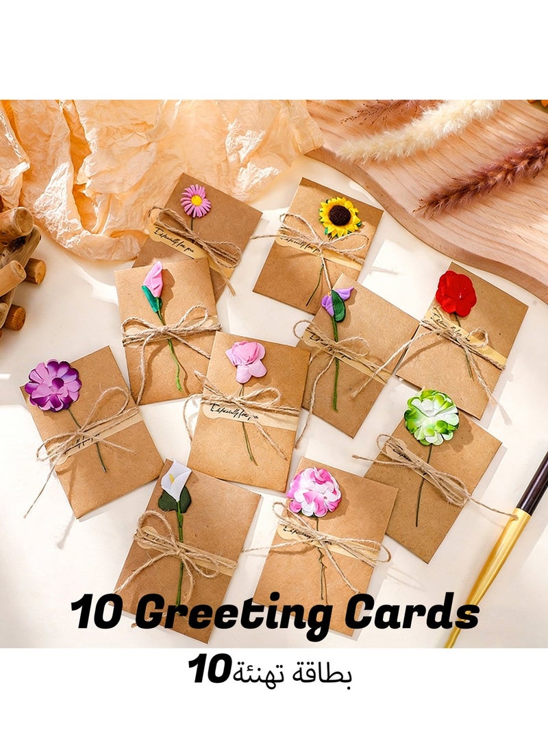 10 Pack Flower Pattern Thank You Card, Gift Card Handmade Invitation Greeting Card Wish Card for Wedding Birthday Festival - Image 1