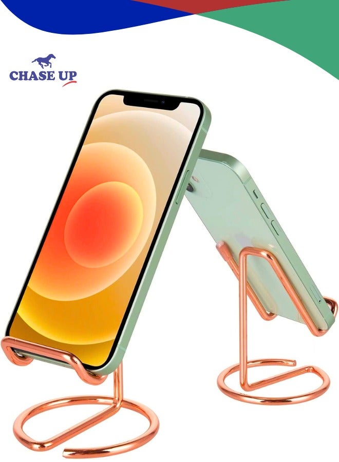 Chase Up Desktop Phone Holder, Stainless Steel Phone Holder, Metal Phone Display Stand, Phone Base, Compatible With All Phones, Iphone, Switch, Ipad (1 Pcs Rose Gold) - Image 1