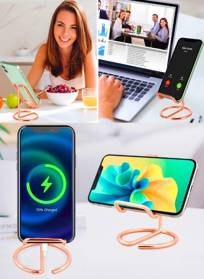 Chase Up Desktop Phone Holder, Stainless Steel Phone Holder, Metal Phone Display Stand, Phone Base, Compatible With All Phones, Iphone, Switch, Ipad (1 Pcs Rose Gold) - Image 2