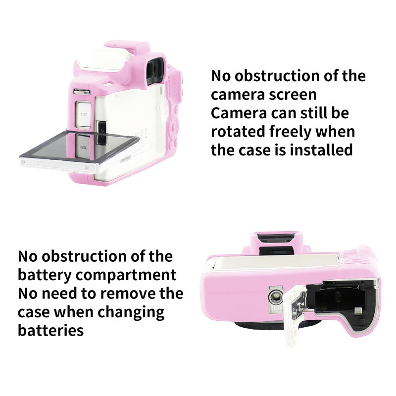 Easy Hood حافظة كاميرا سهلة للكاميرا الرقمية كانون EOS M50/M50 Mark II، غلاف واقي من السيليكون الناعم المقاوم للخدوش (وردي) - Image 3