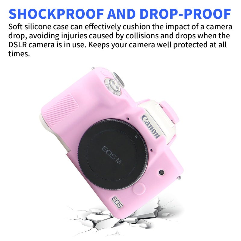 Easy Hood حافظة كاميرا سهلة للكاميرا الرقمية كانون EOS M50/M50 Mark II، غلاف واقي من السيليكون الناعم المقاوم للخدوش (وردي) - Image 4