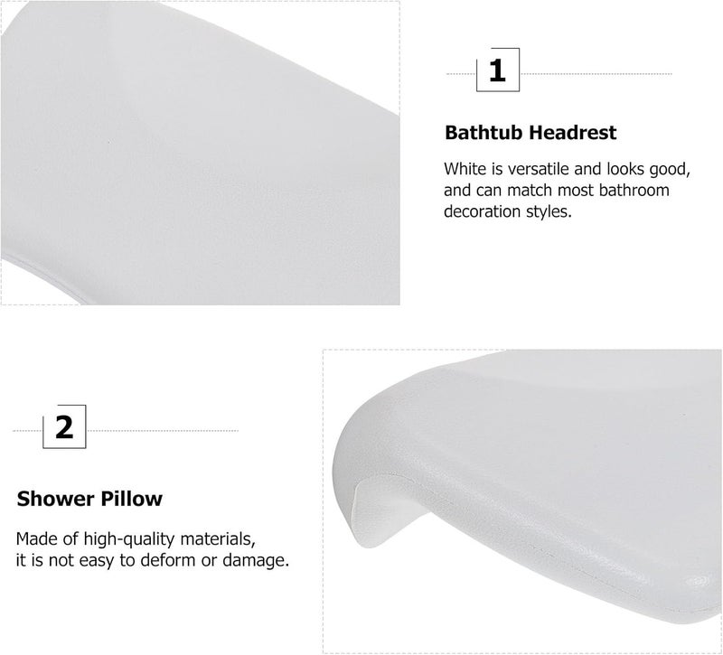 Garneck Waterproof Pu Bathtub Pillow with Neck Support, White Bathroom Headrest Cushion for Home Shower and Soaking Tub, Soft Sturdy Bath Accessory - Image 3