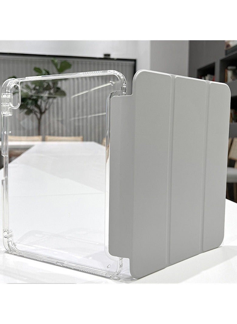 غطاء آيباد إير 11 مع حامل قلم وأطراف TPU الناعمة، هيكل خلفي شفاف رفيع مقاوم للصدمات مع حامل قائم، يدعم خاصية الاستيقاظ/النوم التلقائي.