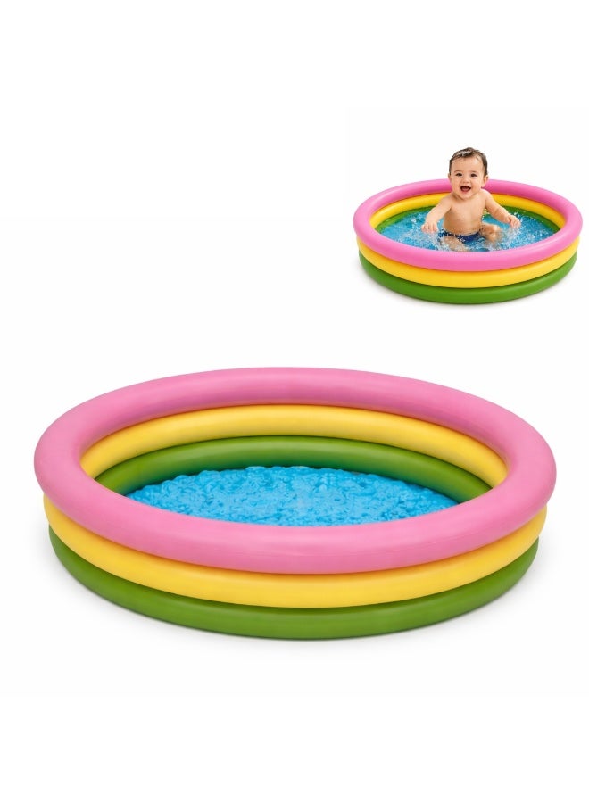 JIHAM Inflatable Rainbow Swimming Pool for Kids & Toddlers, Large Family Baby Swimming Pool, Durable Thick PVC Blow Up Pool, Portable Outdoor Summer Water Play Pool, Round Plastic Kids Pool for Backyard Garden Beach - Image 1
