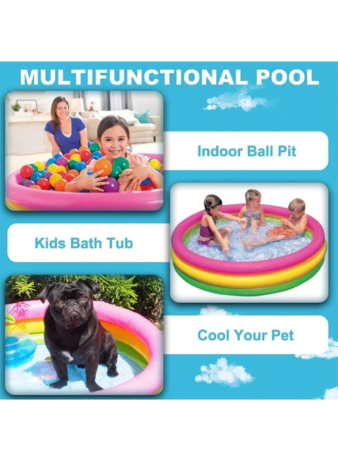 JIHAM Inflatable Rainbow Swimming Pool for Kids & Toddlers, Large Family Baby Swimming Pool, Durable Thick PVC Blow Up Pool, Portable Outdoor Summer Water Play Pool, Round Plastic Kids Pool for Backyard Garden Beach - Image 2
