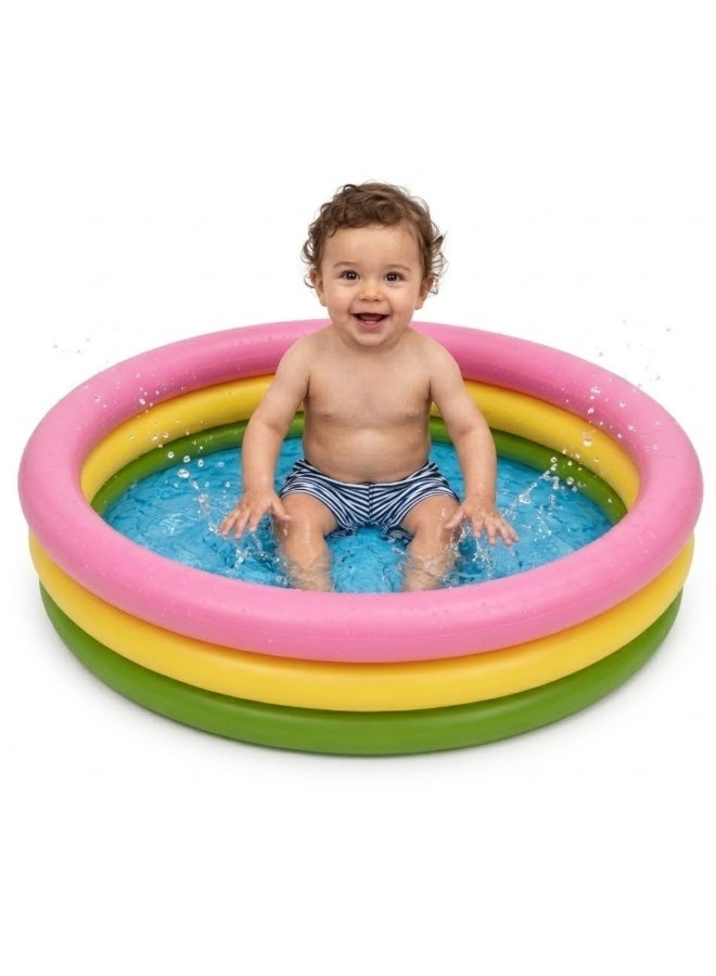 JIHAM Inflatable Rainbow Swimming Pool for Kids & Toddlers, Large Family Baby Swimming Pool, Durable Thick PVC Blow Up Pool, Portable Outdoor Summer Water Play Pool, Round Plastic Kids Pool for Backyard Garden Beach - Image 4