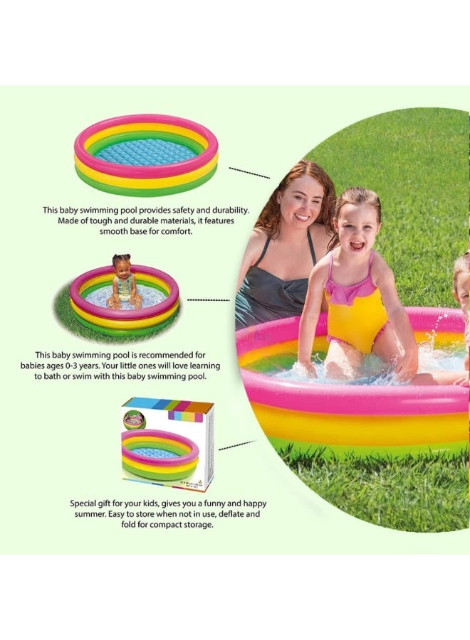JIHAM Inflatable Rainbow Swimming Pool for Kids & Toddlers, Large Family Baby Swimming Pool, Durable Thick PVC Blow Up Pool, Portable Outdoor Summer Water Play Pool, Round Plastic Kids Pool for Backyard Garden Beach - Image 5