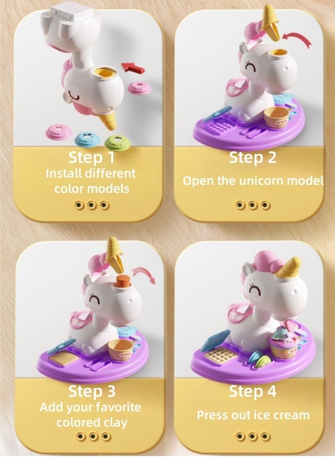 Color Play Clay Dough for Kids, 24 Cans Dough,Ice Cream Maker Machine Color Dough Set Purple Unicorn Ice Cream Maker,Plasticine Mold Tool Set,Ice Cream Mold Kitchen Creations Arts Crafts Play Food Toys for Girls Boys - Image 4