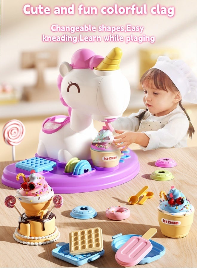 Color Play Clay Dough for Kids, 24 Cans Dough,Ice Cream Maker Machine Color Dough Set Purple Unicorn Ice Cream Maker,Plasticine Mold Tool Set,Ice Cream Mold Kitchen Creations Arts Crafts Play Food Toys for Girls Boys - Image 5
