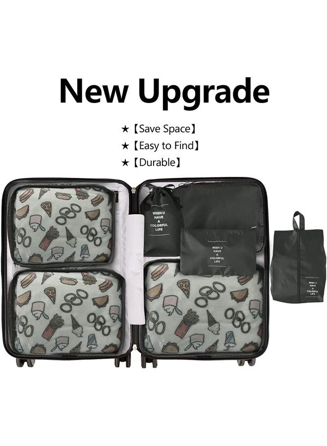 Arabest 7 Set Travel Packing Organizers for Save Space Packing Cubes Luggage Organizers with Find Easily, Durable Travel Accessories Luggage Organizers with Upgraded Nylon Fabric Black - Image 2