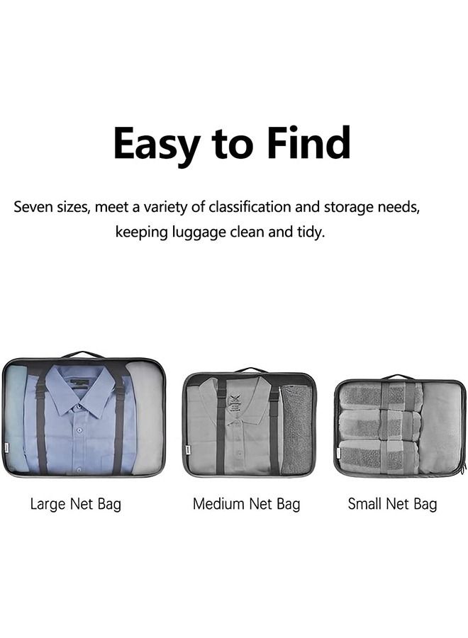 Arabest 7 Set Travel Packing Organizers for Save Space Packing Cubes Luggage Organizers with Find Easily, Durable Travel Accessories Luggage Organizers with Upgraded Nylon Fabric Black - Image 4